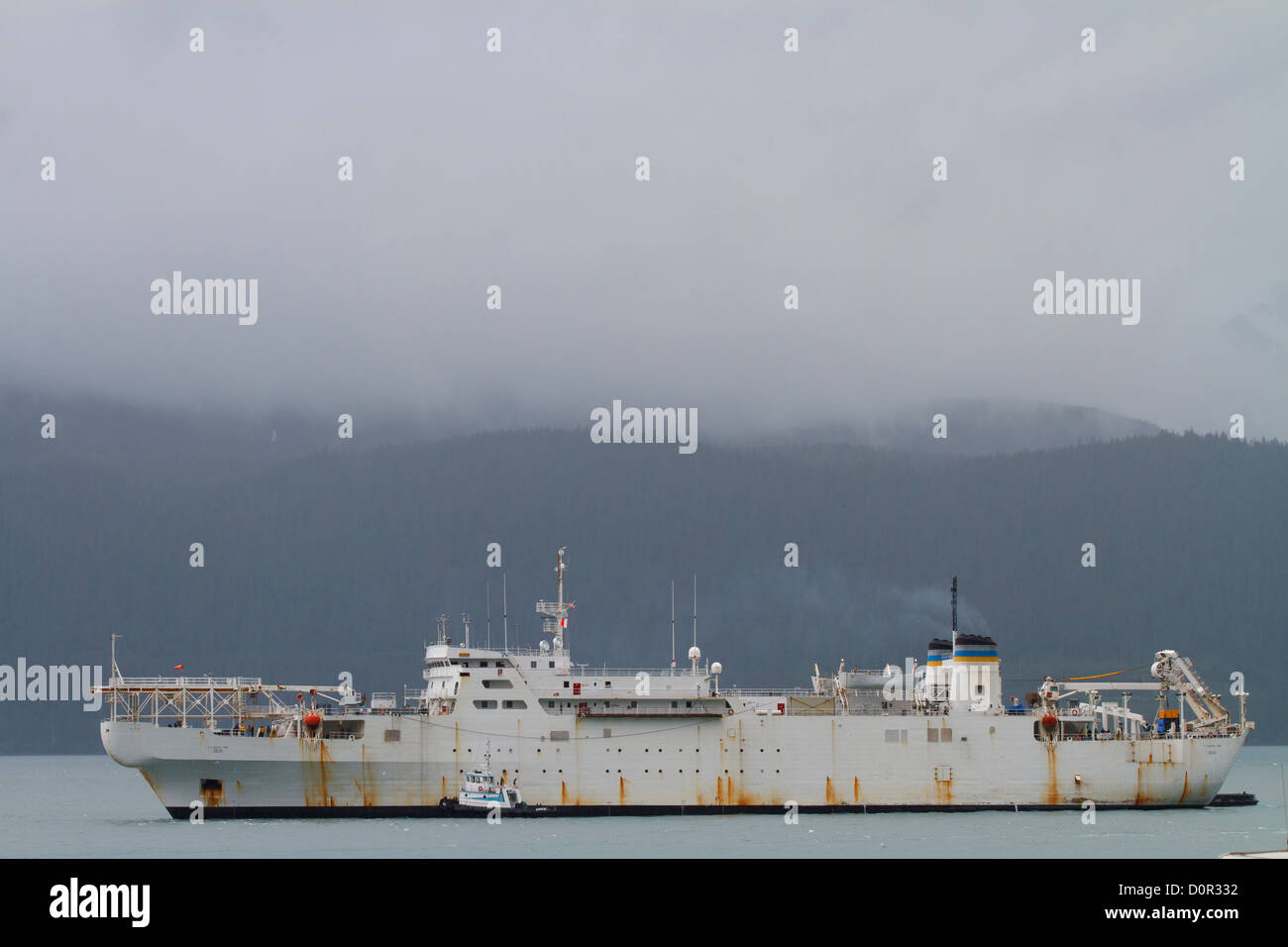 T-ARC-7 US Naval Ship Zeus, Resurrection Bay, Alaska Stock Photo