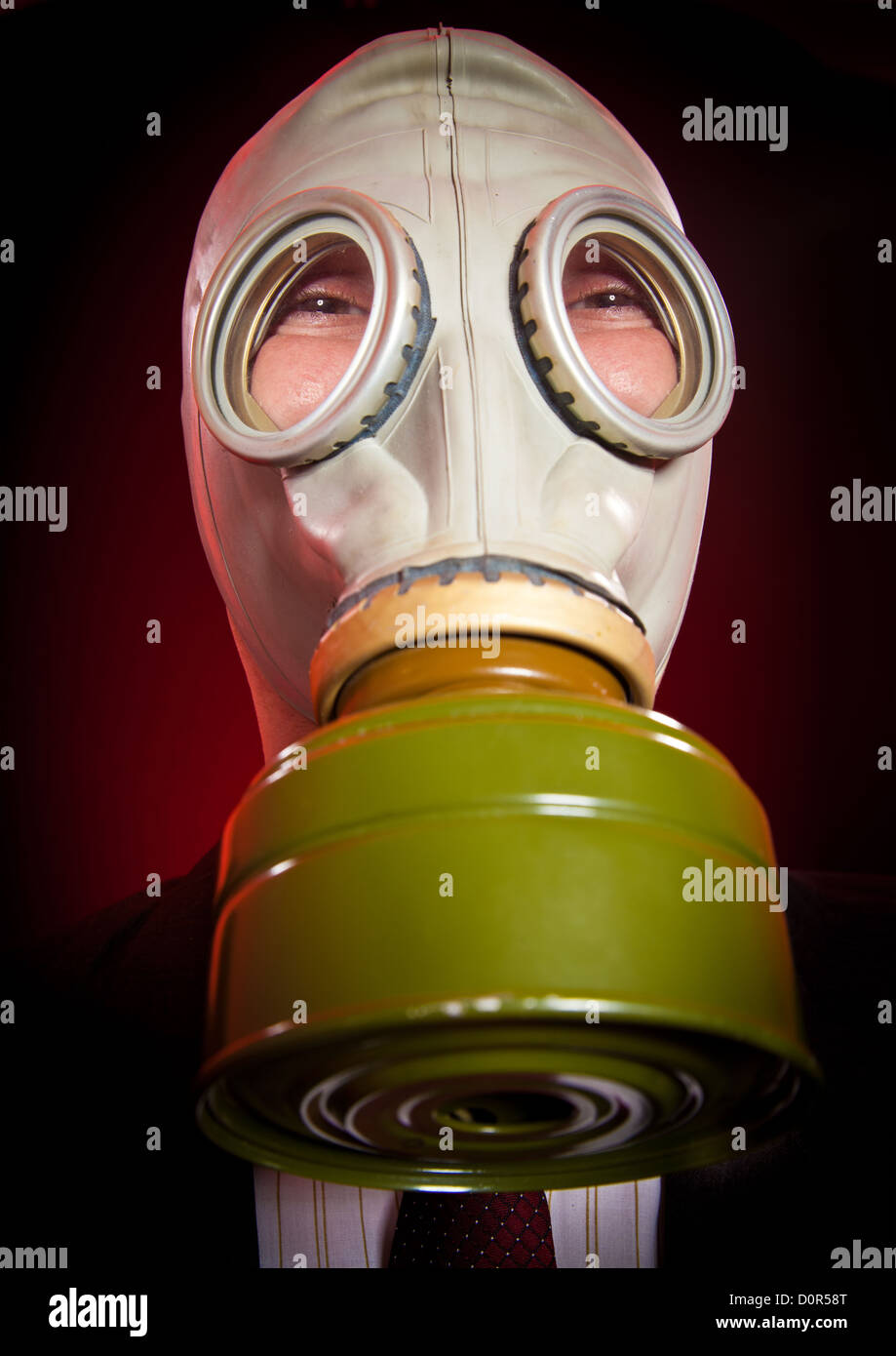 person in a gas mask Stock Photo Alamy