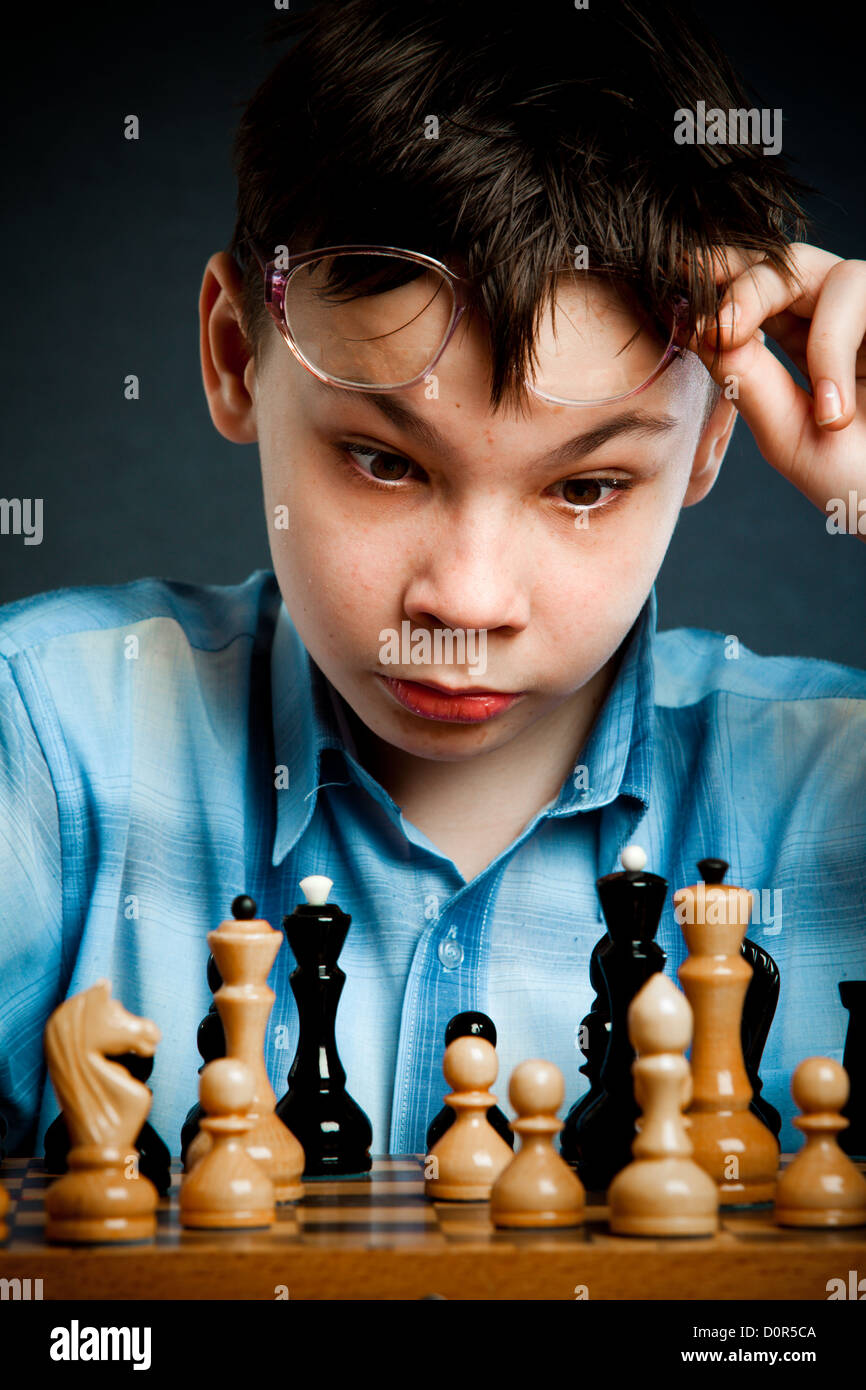 wunderkind  play chess Stock Photo