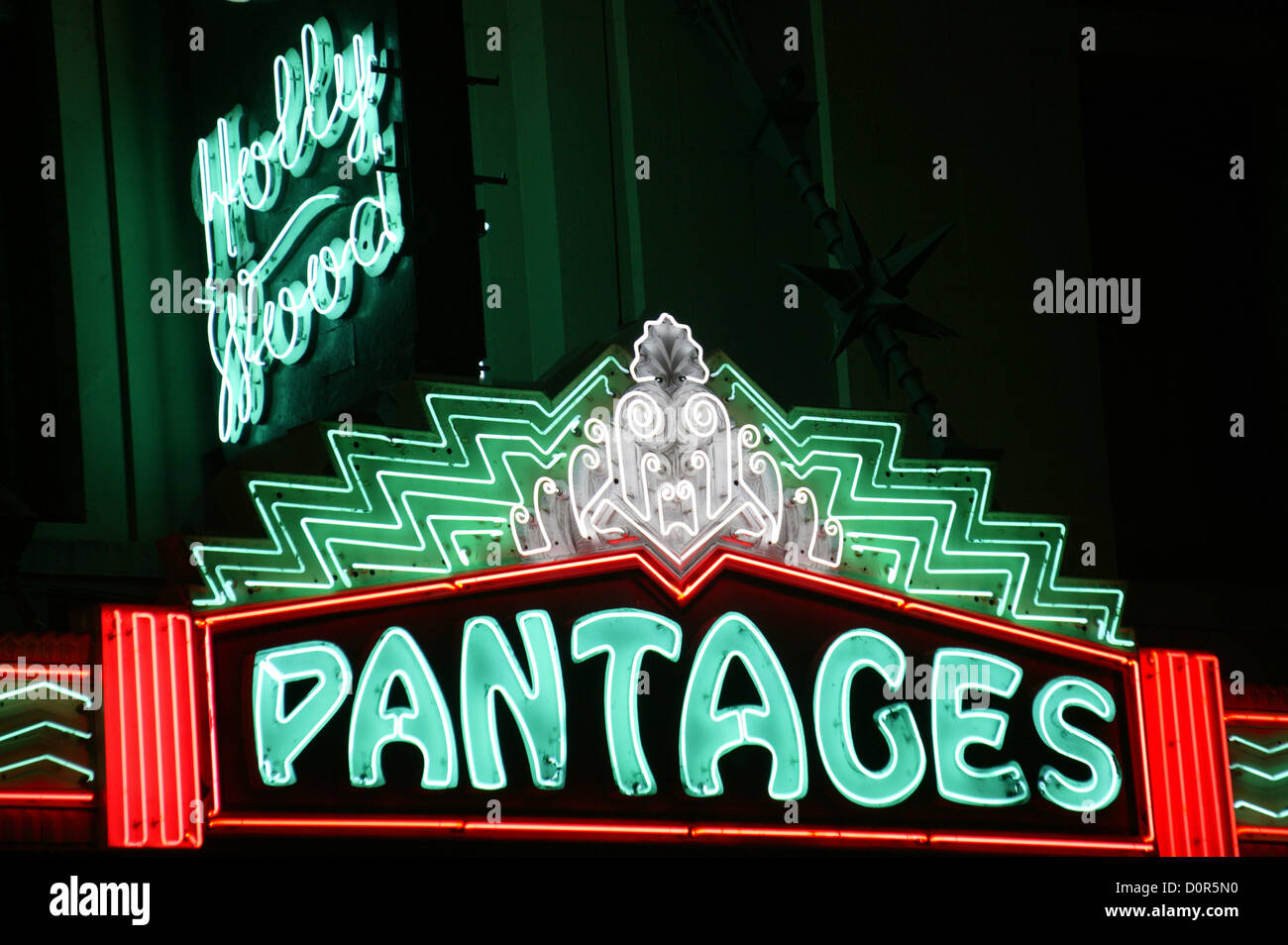Pantages Theatre neon sign, Los Angeles, CA Stock Photo