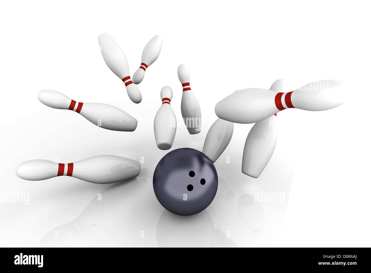Playing bowling and hitting them all Stock Photo Alamy