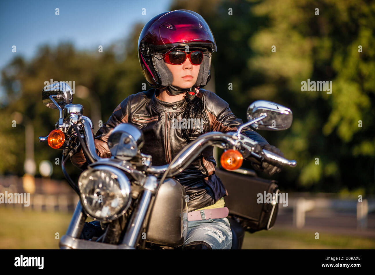 Biker girl Stock Photo