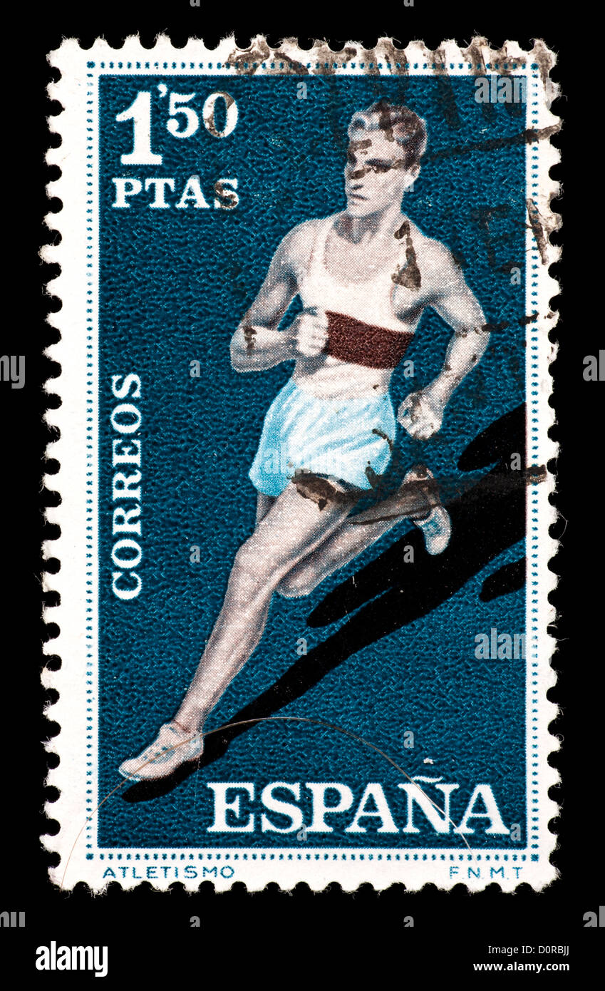 Postage stamp from Spain depicting a long distance runner Stock Photo