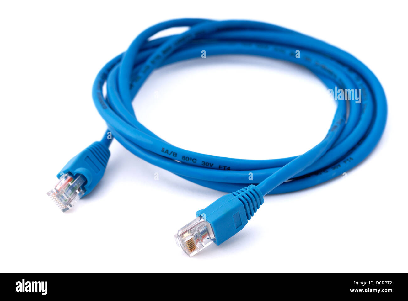 Blue network cable with jack Stock Photo Alamy