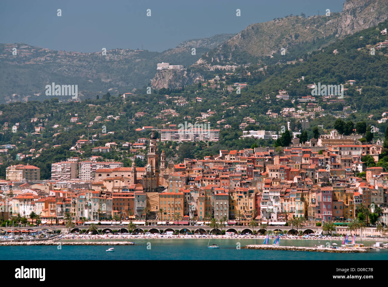 Medieval town Menton in french riviera Stock Photo