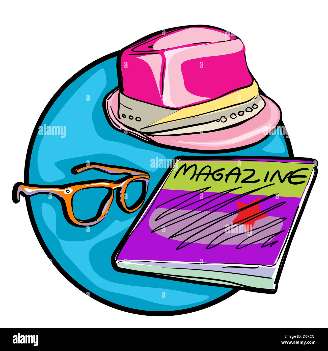 hipster magazine and glasses clipart Stock Photo