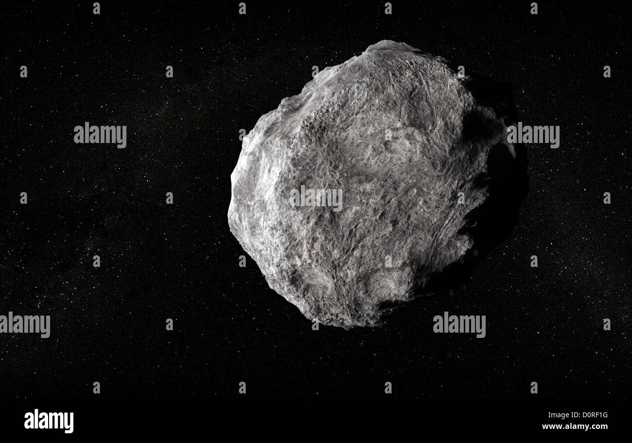 Large planetoid in empty space Stock Photo