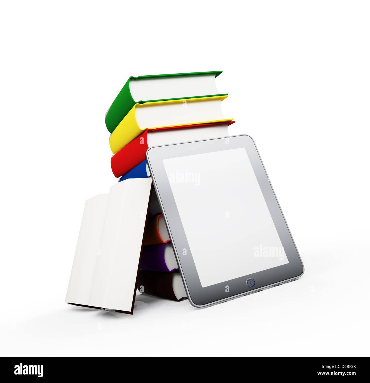 A tablet with books - ebook publication Stock Photo