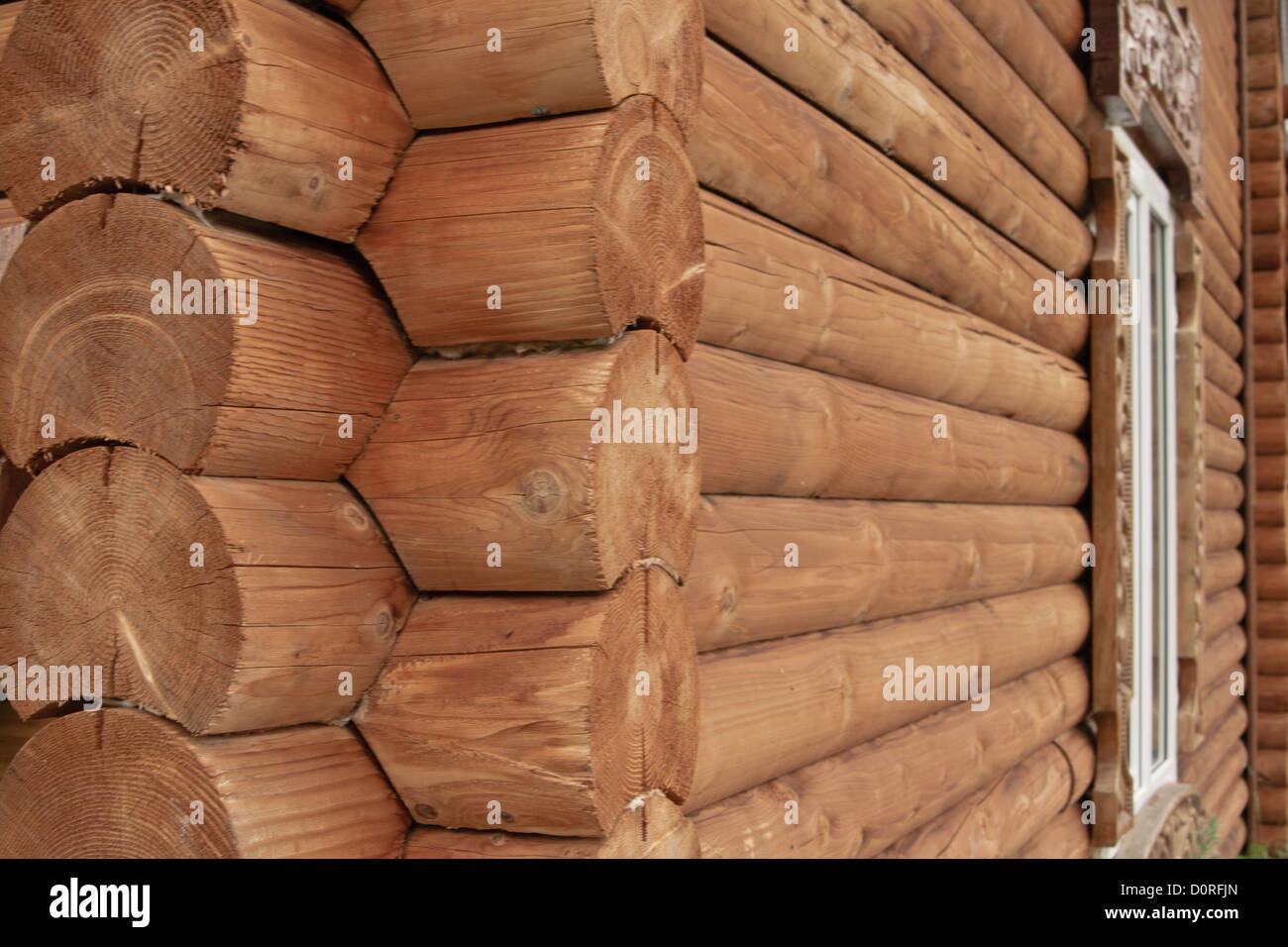 Wooden Logs Wall Of Rural House Background Stock Photo Alamy