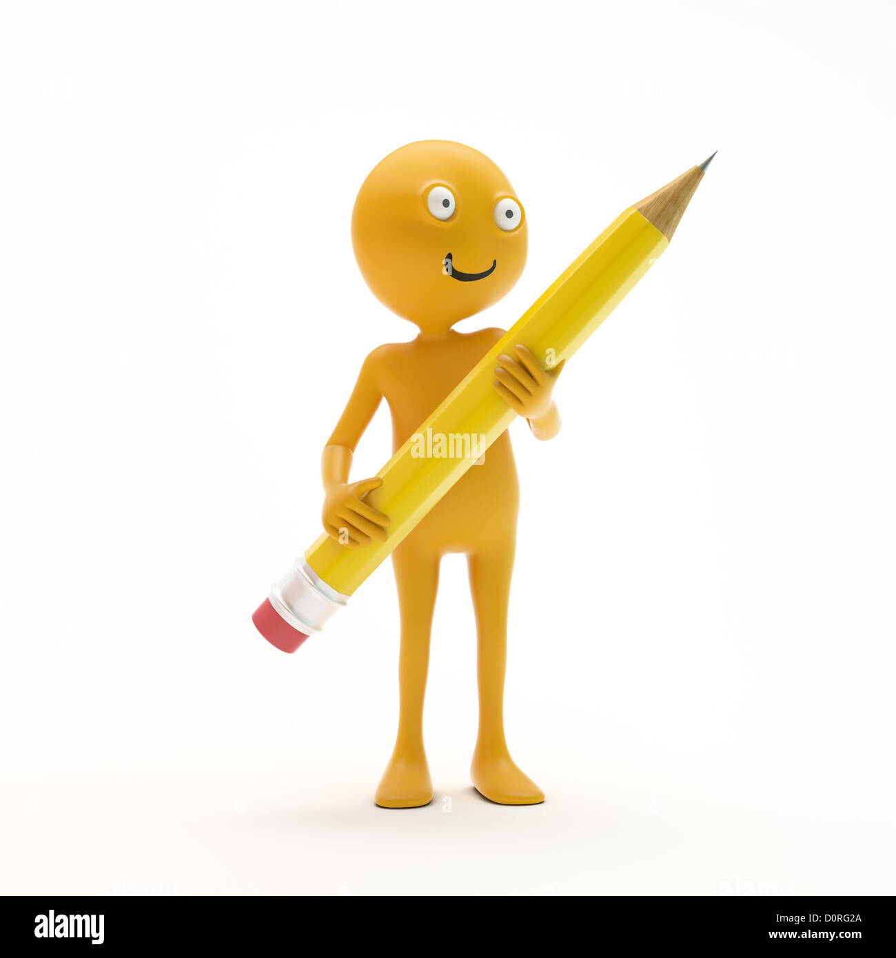 Smiley holding a pencil Stock Photo