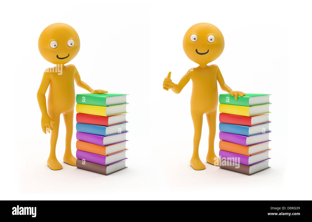 Smiley character with books Stock Photo