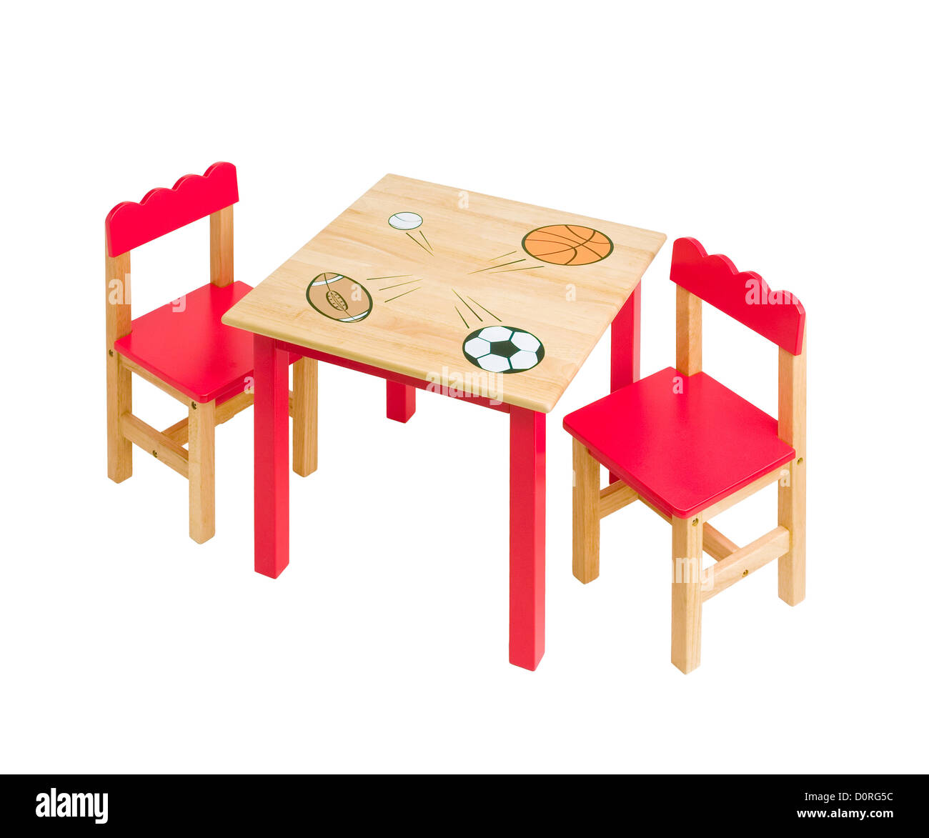 nice table and chairs in red color for kid Stock Photo
