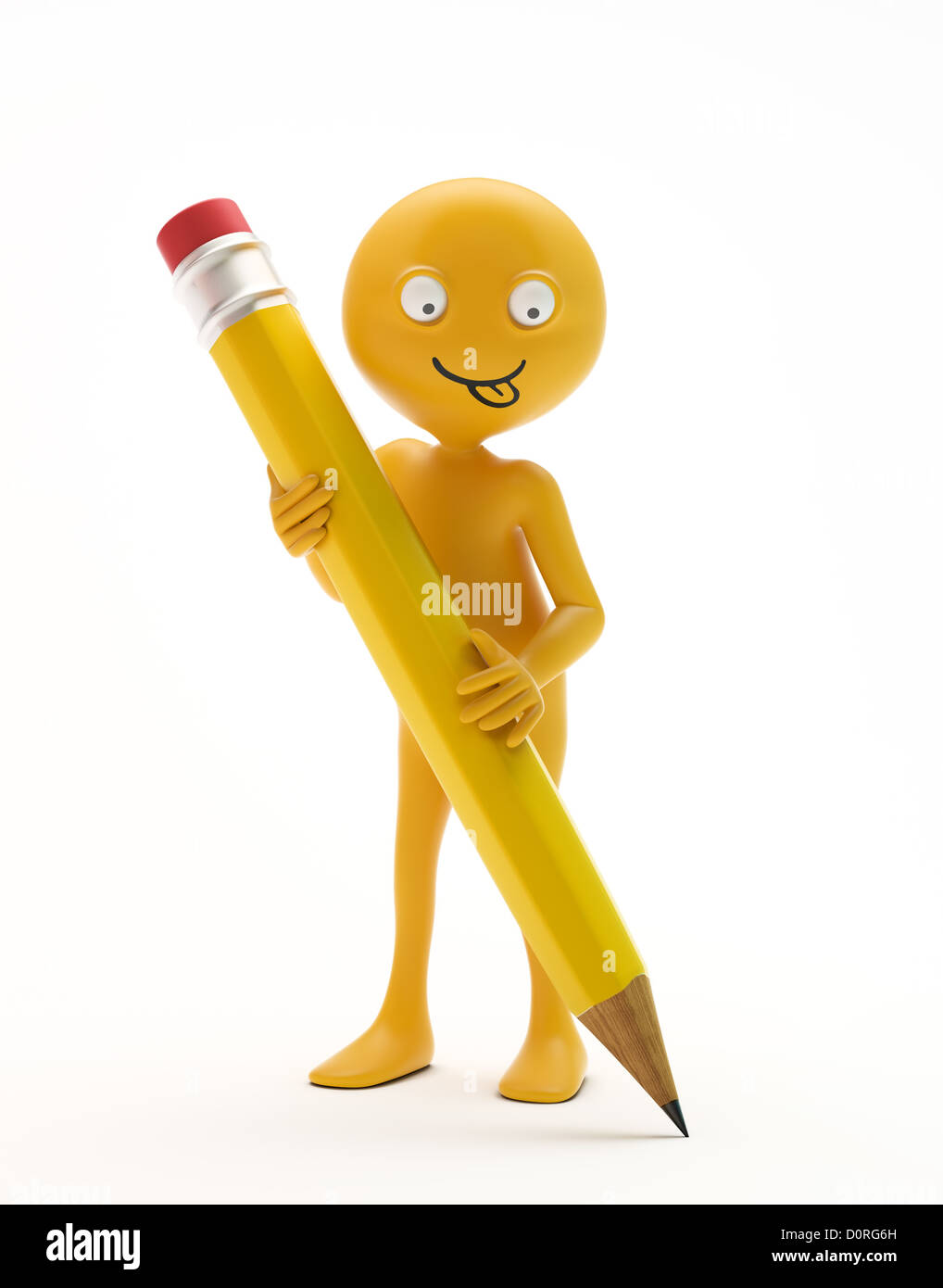 Smiley holding a pencil Stock Photo