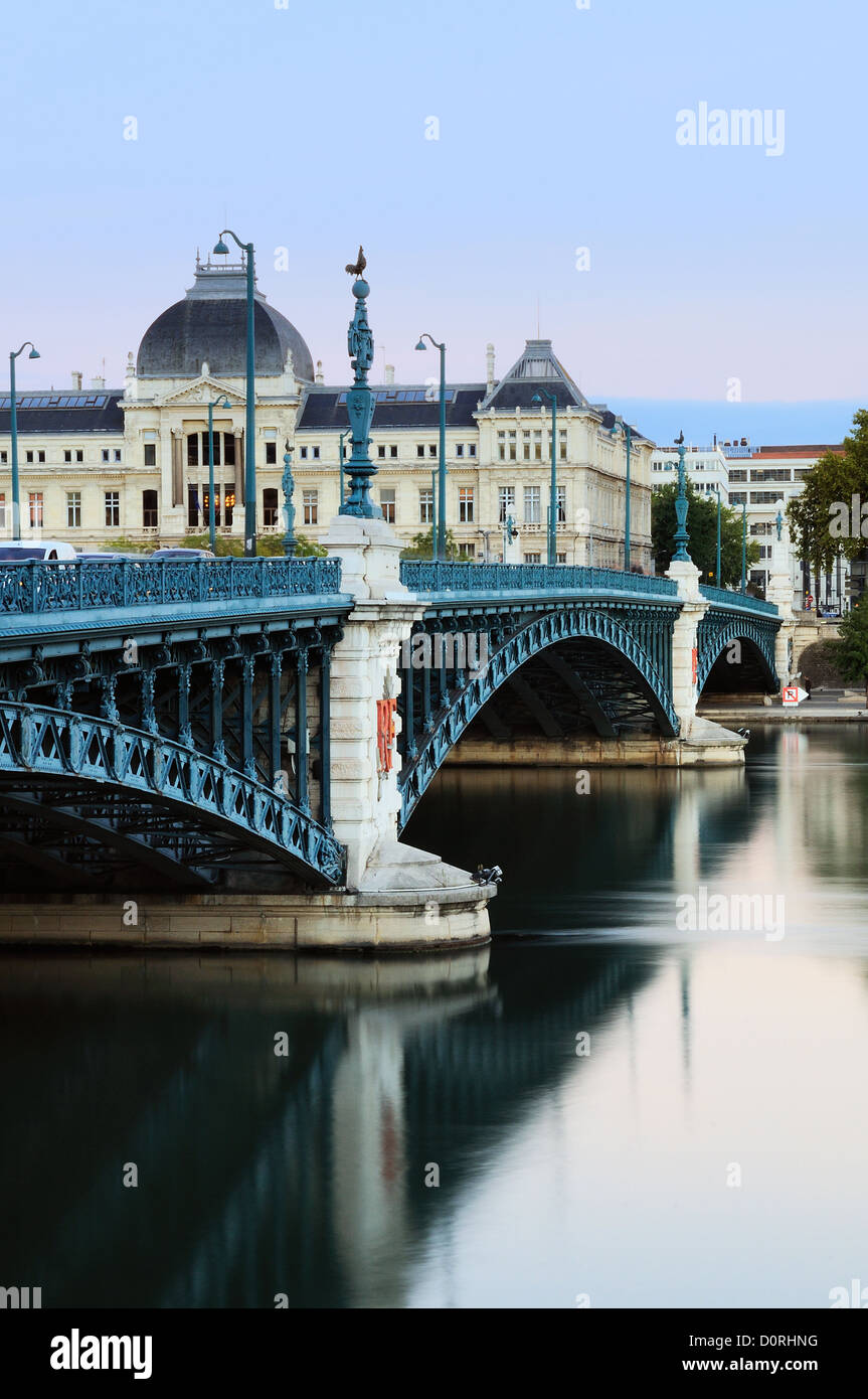 universities and Rhône river in Lyon, France Stock Photo