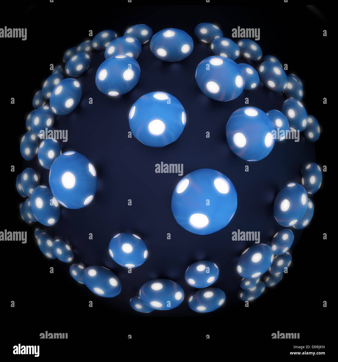 Blue spheres glowing Stock Photo