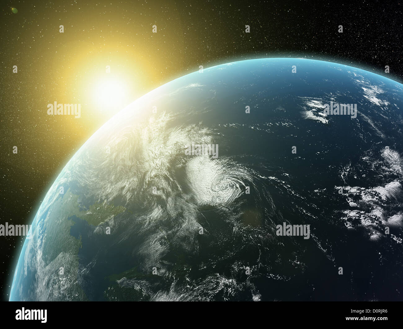 Sunset over Earth Stock Photo - Alamy