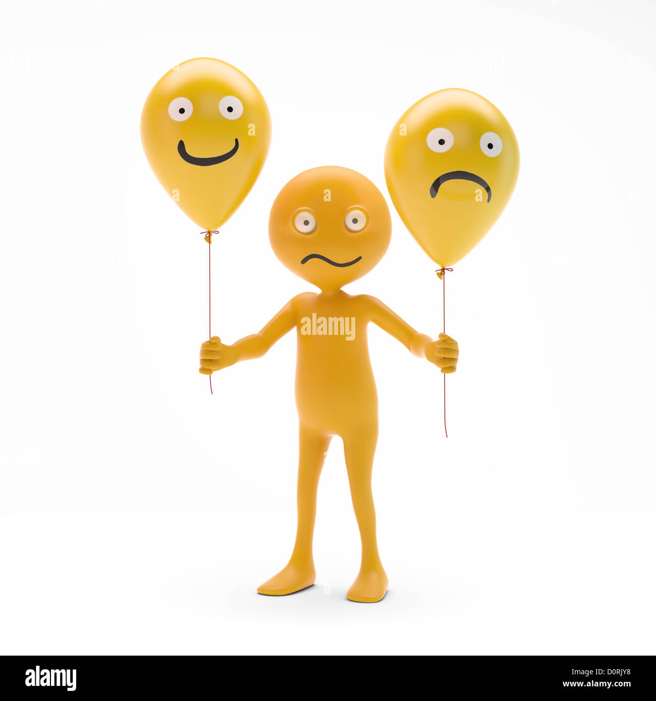 Character smiley holding balloons Stock Photo