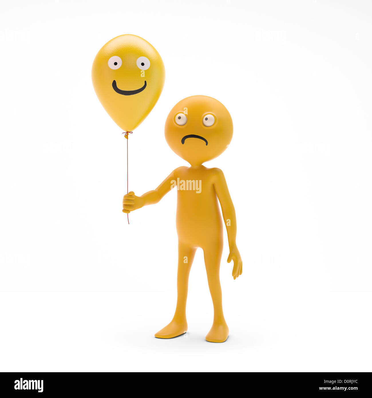 Character smiley holding balloons Stock Photo