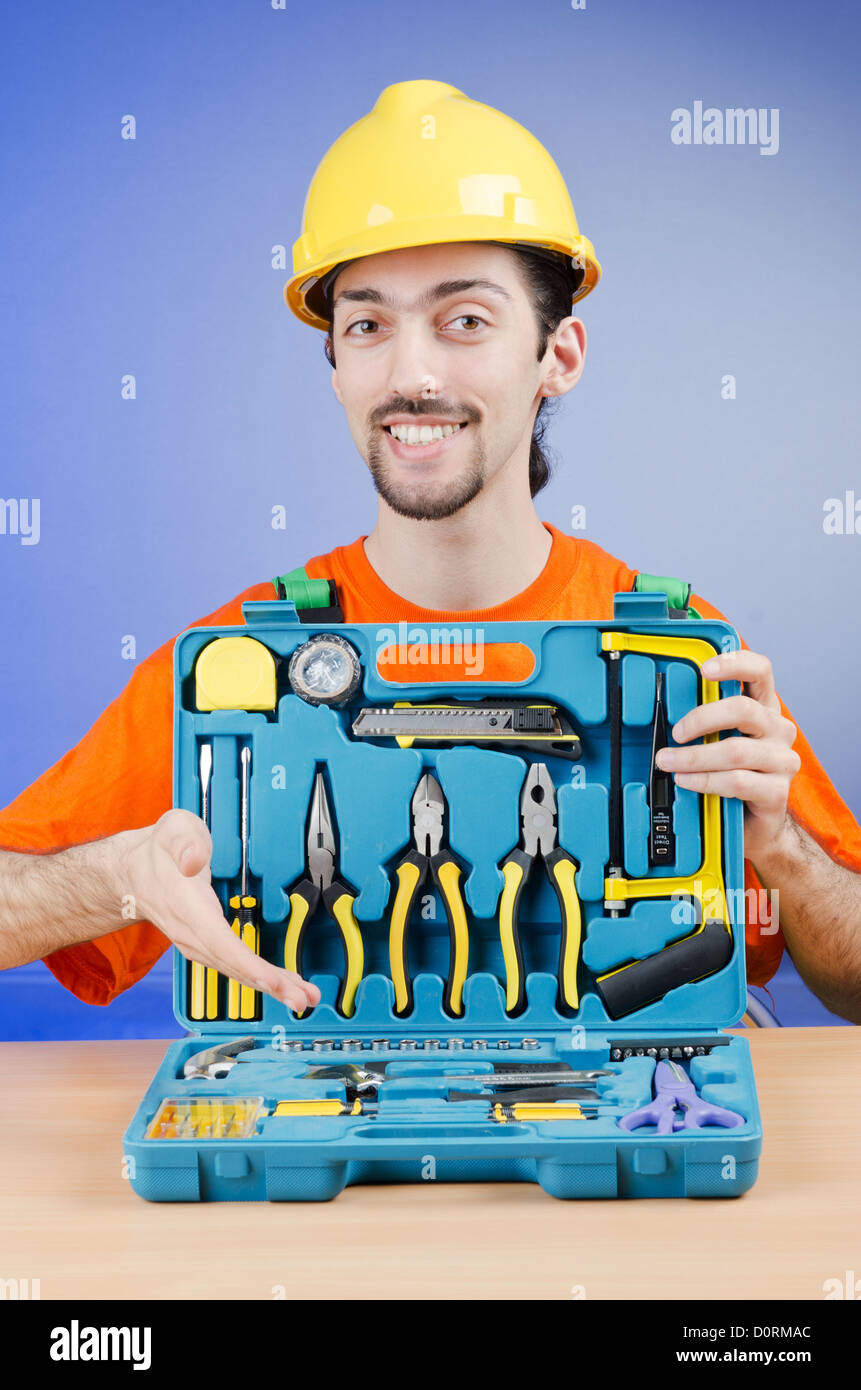 Repairman with his toolkit Stock Photo Alamy