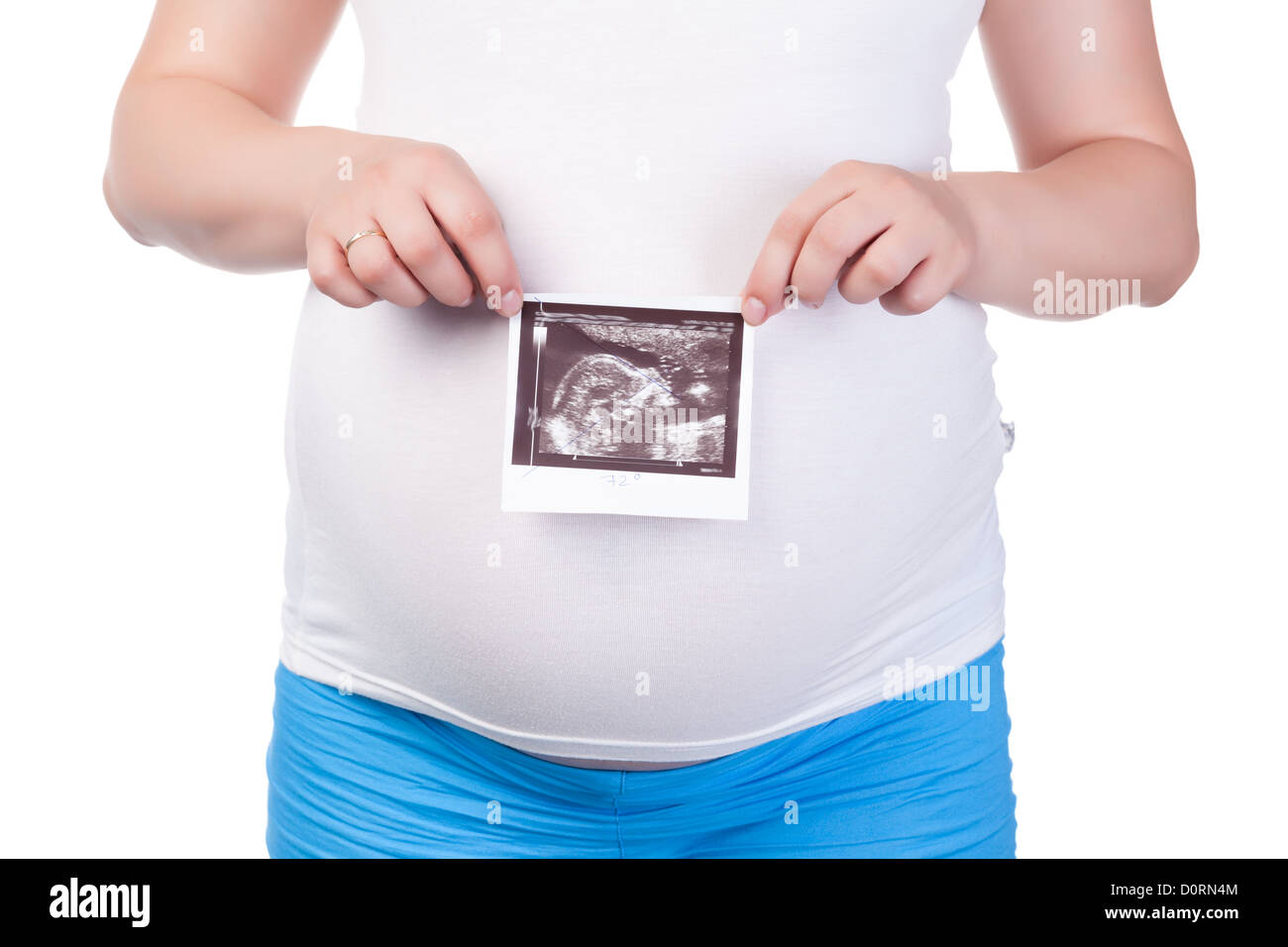 Pregnant Woman's Belly with Ultrasound Image Stock Photo - Alamy
