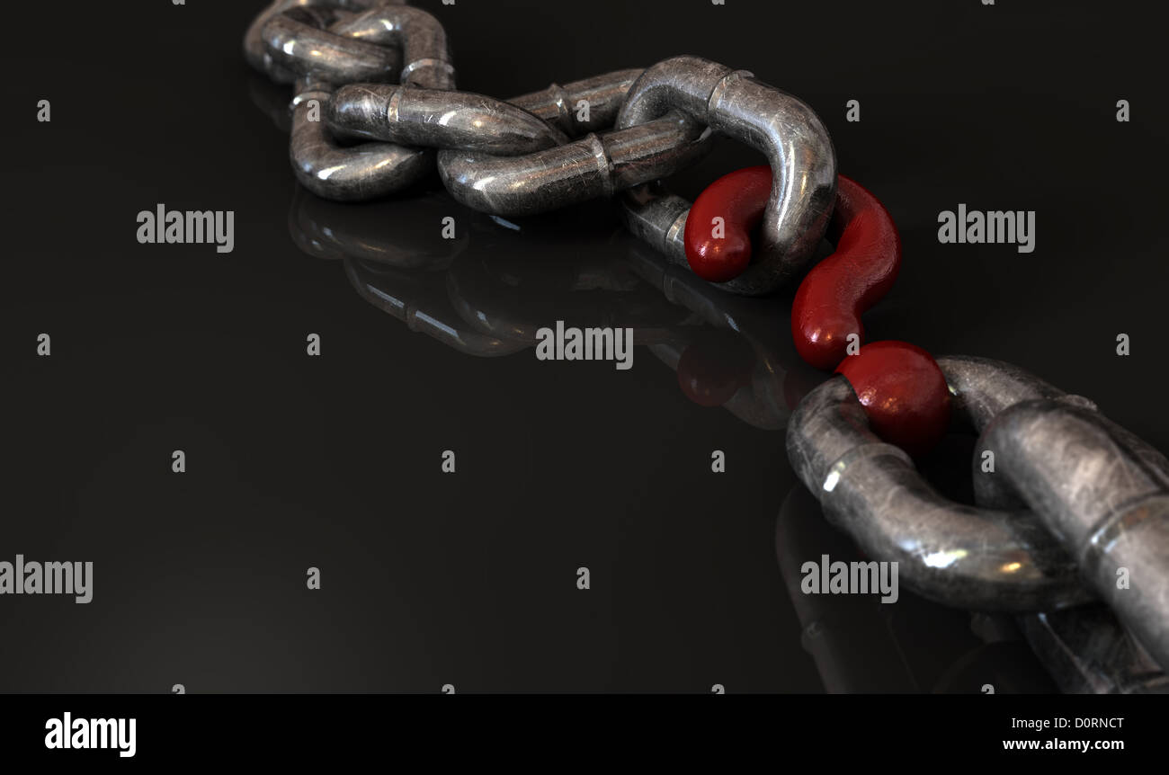 A worn chain with a question mark as one of its links Stock Photo - Alamy