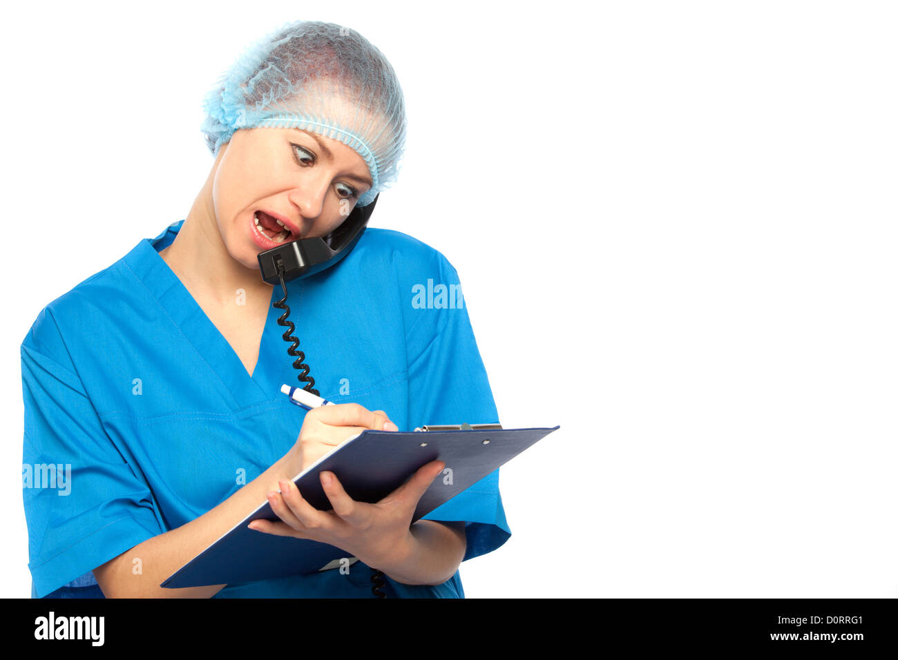 surprised medical doctor yells Stock Photo