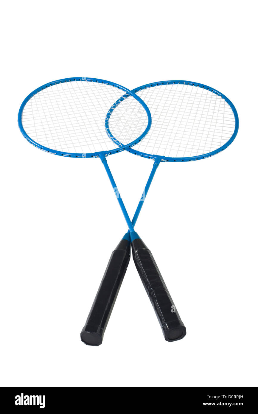Close-up of two badminton rackets Stock Photo