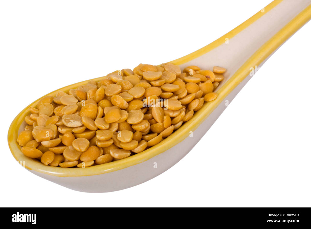 Close-up of pigeon peas in a spoon Stock Photo