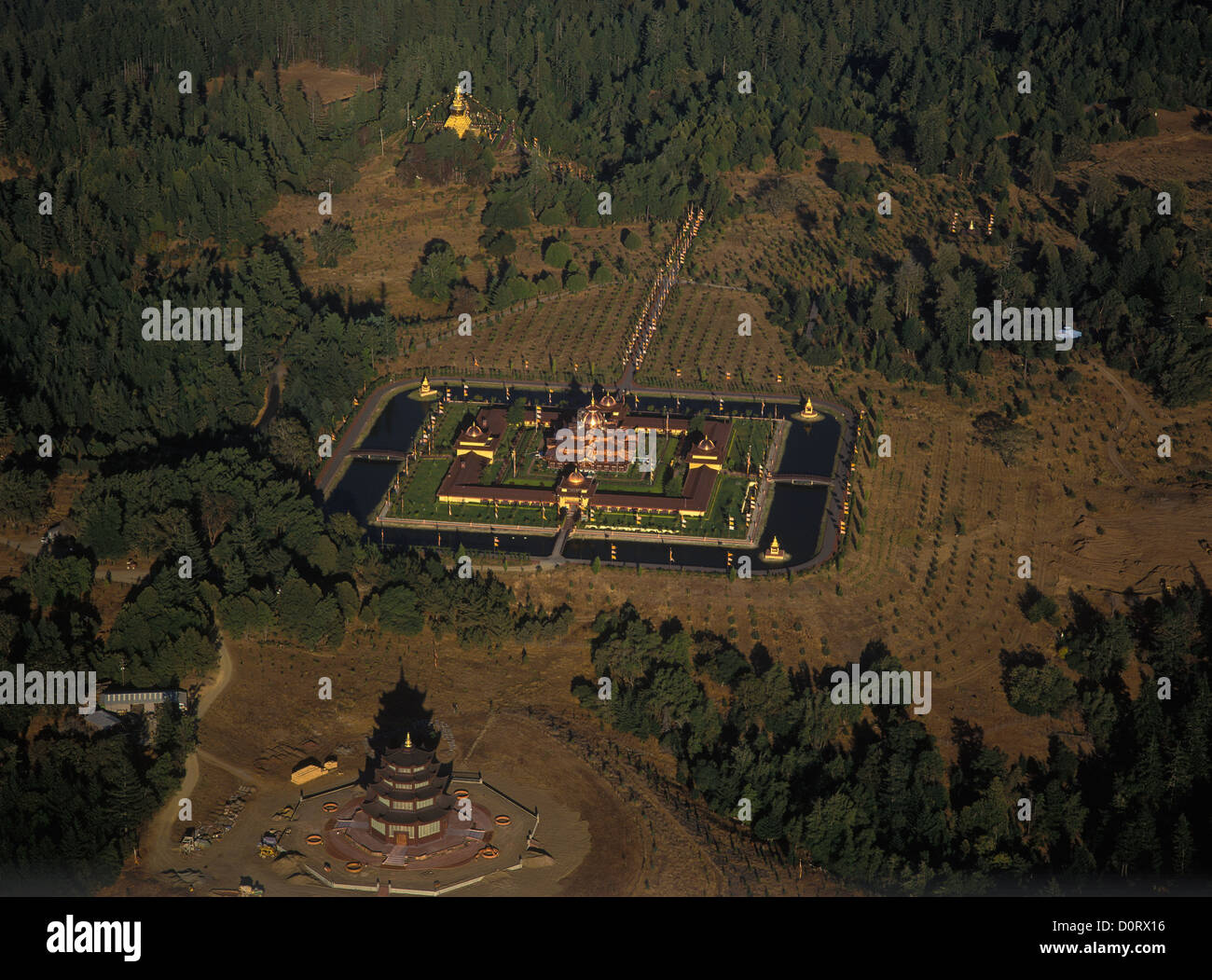 aerial architecture buddhist buddhist monastery building buildings ca