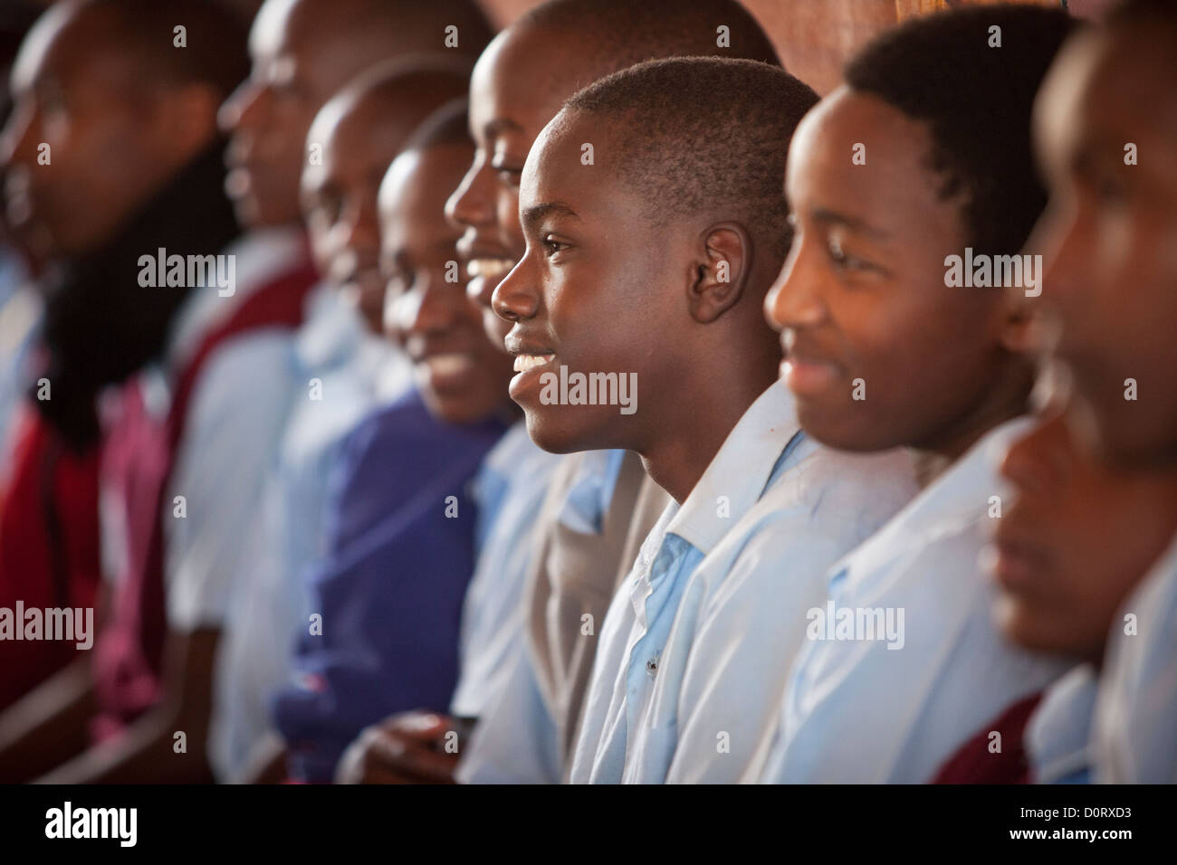 Kenyan schoolboys in assembly - Nyeri, Kenya, East Africa. Stock Photo