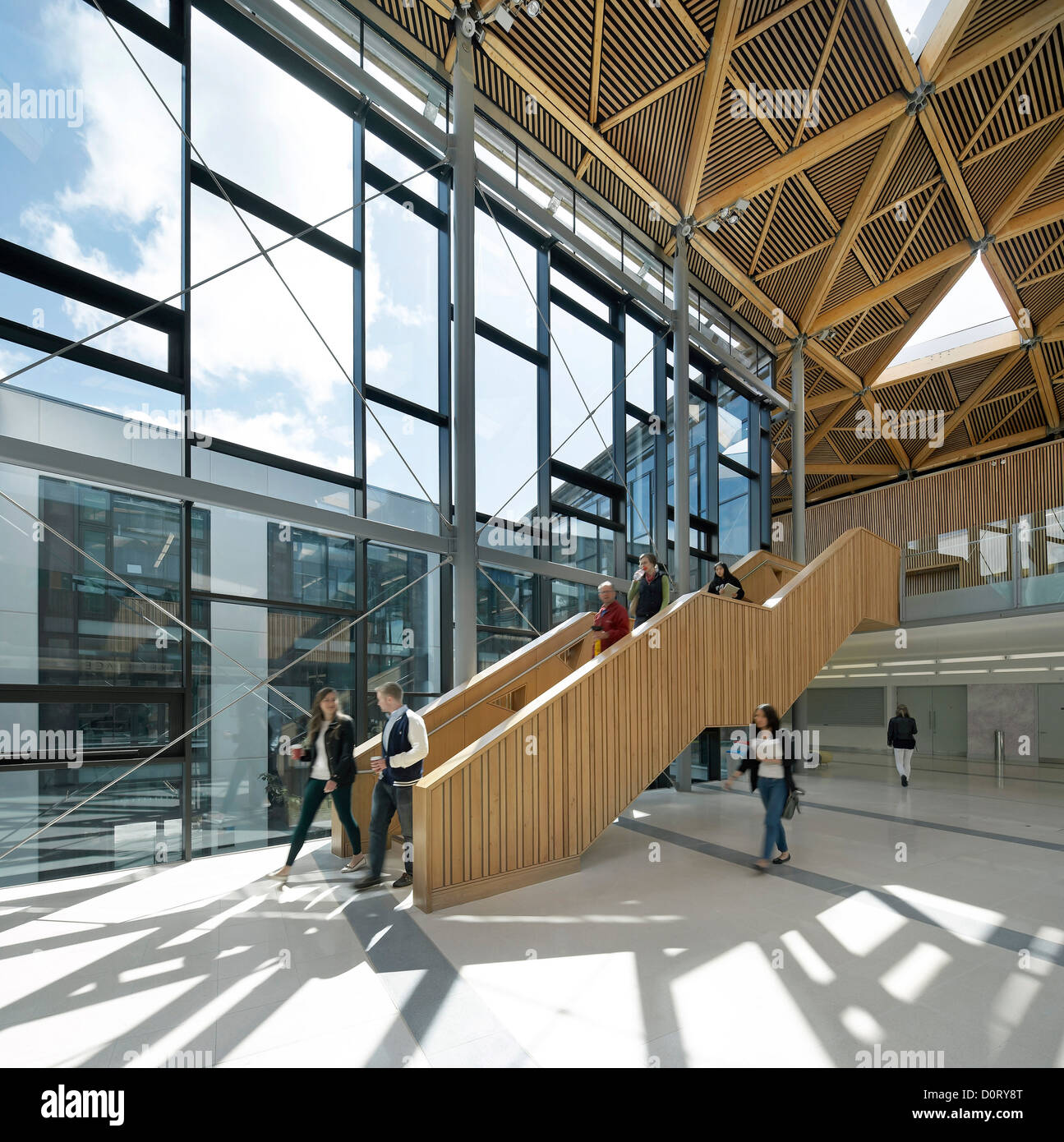 The Forum Exeter University, Exeter, United Kingdom. Architect: Wilkinson Eyre Architects, 2012. Detailed view of glazed entranc Stock Photo