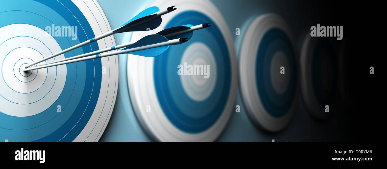 Arrow hitting center of the three targets hi-res stock photography and ...