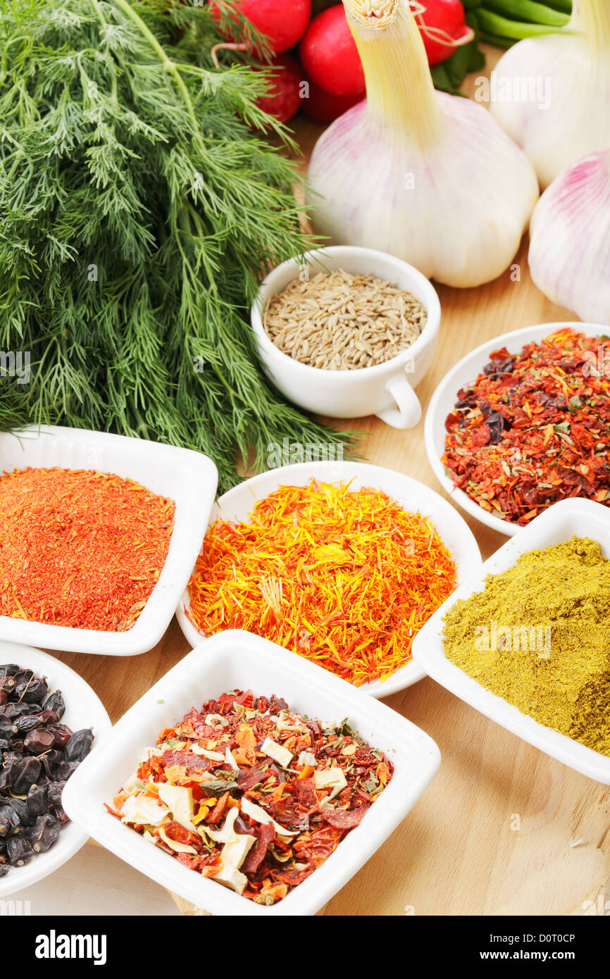 Spices and vegetables Stock Photo Alamy