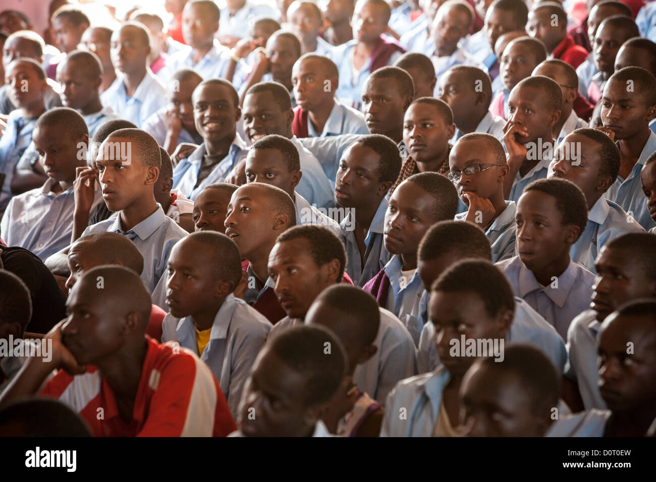 Kenyan schoolboys in assembly - Nyeri, Kenya, East Africa. Stock Photo