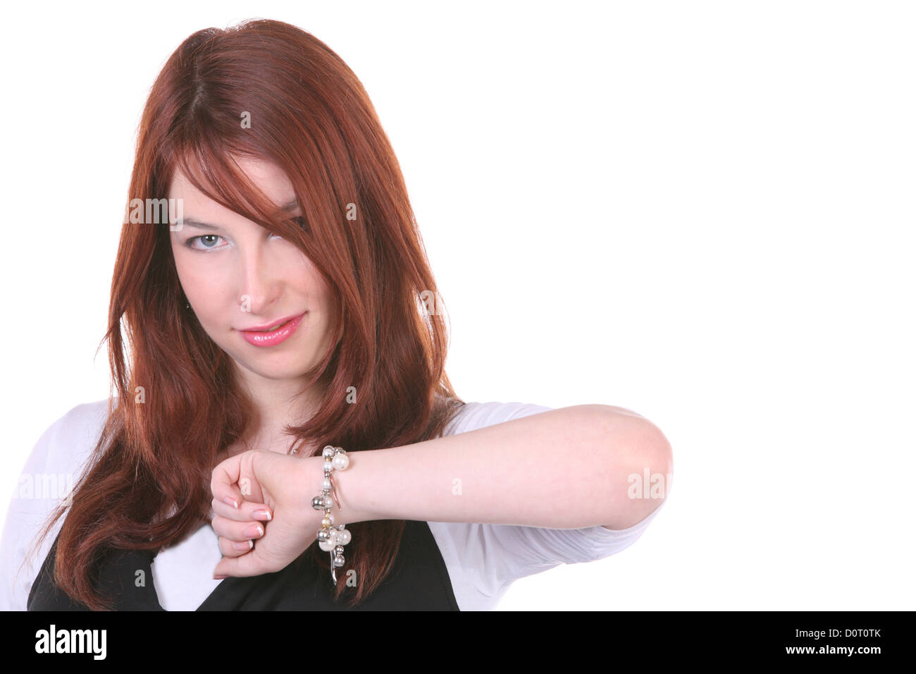 smiling girls with bracelet Stock Photo Alamy