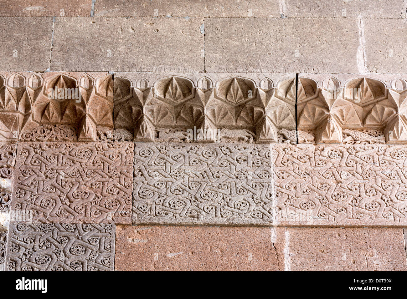 detail of carving of animals, Karatay han, Sivas-Malatya road, Anatolia, Turkey Stock Photo