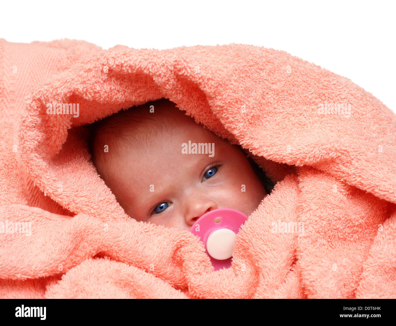 newborn baby with soother Stock Photo
