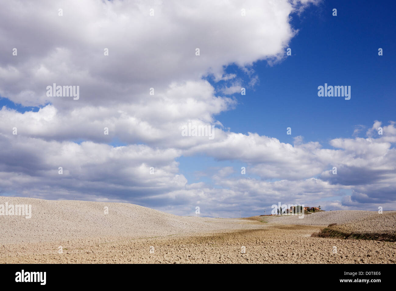arid clouds contrasts Copy Space country countryside desert dry horizontal hot Isolated Italy la crete sinesi landscape Stock Photo
