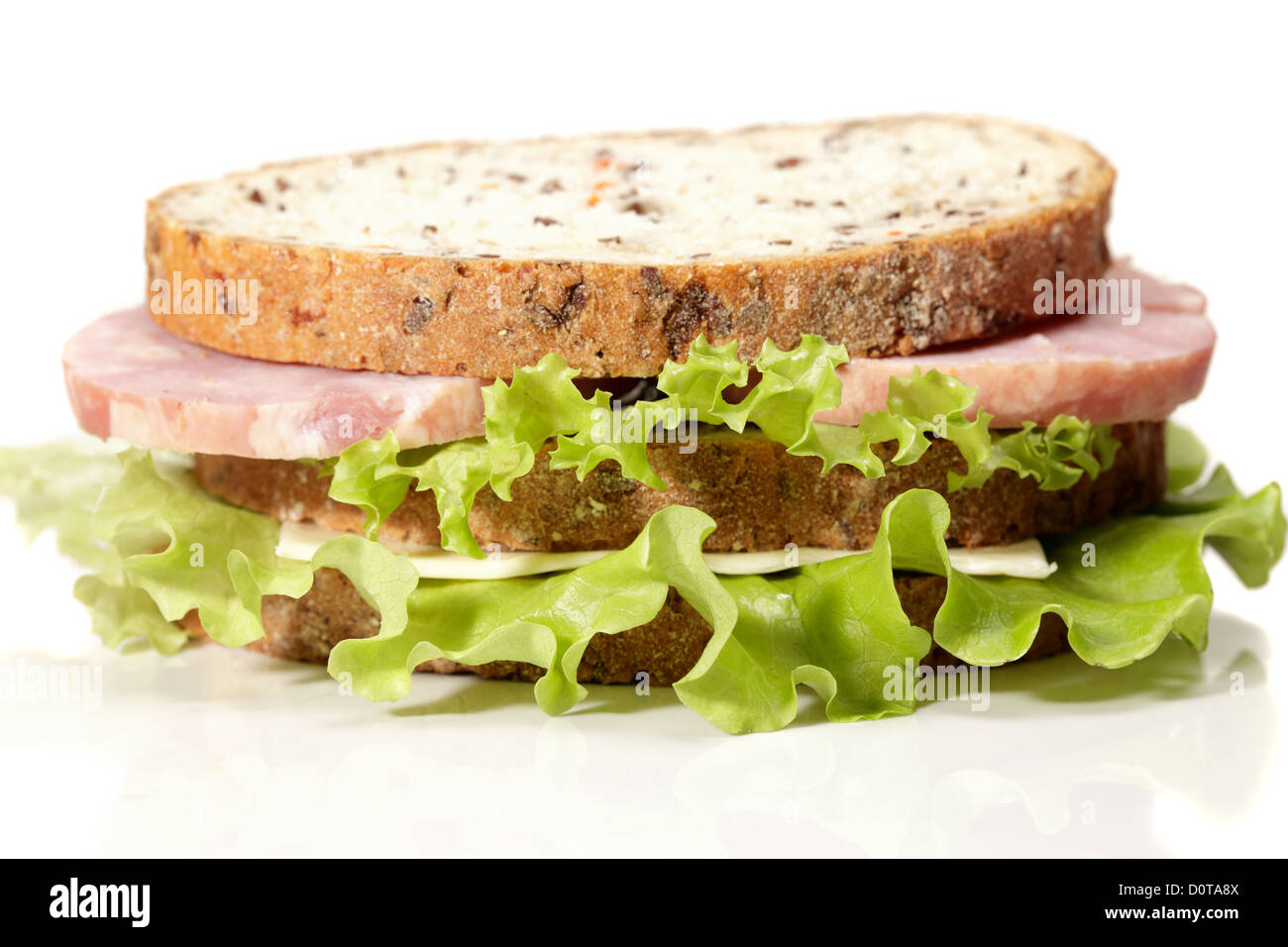 Ham and cheese double sandwich Stock Photo