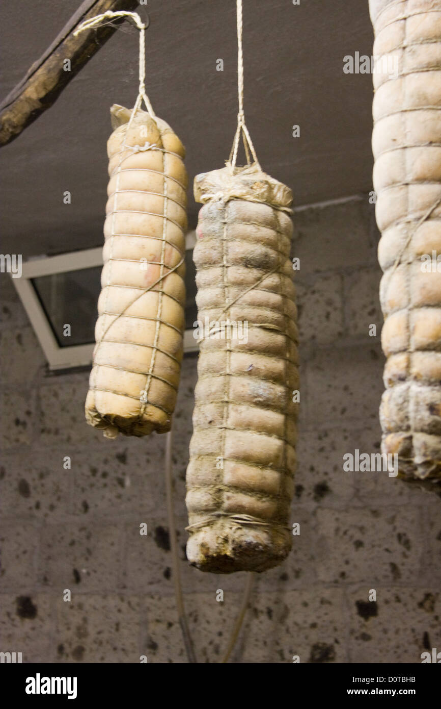 Drying salami in farmhouse Stock Photo Alamy