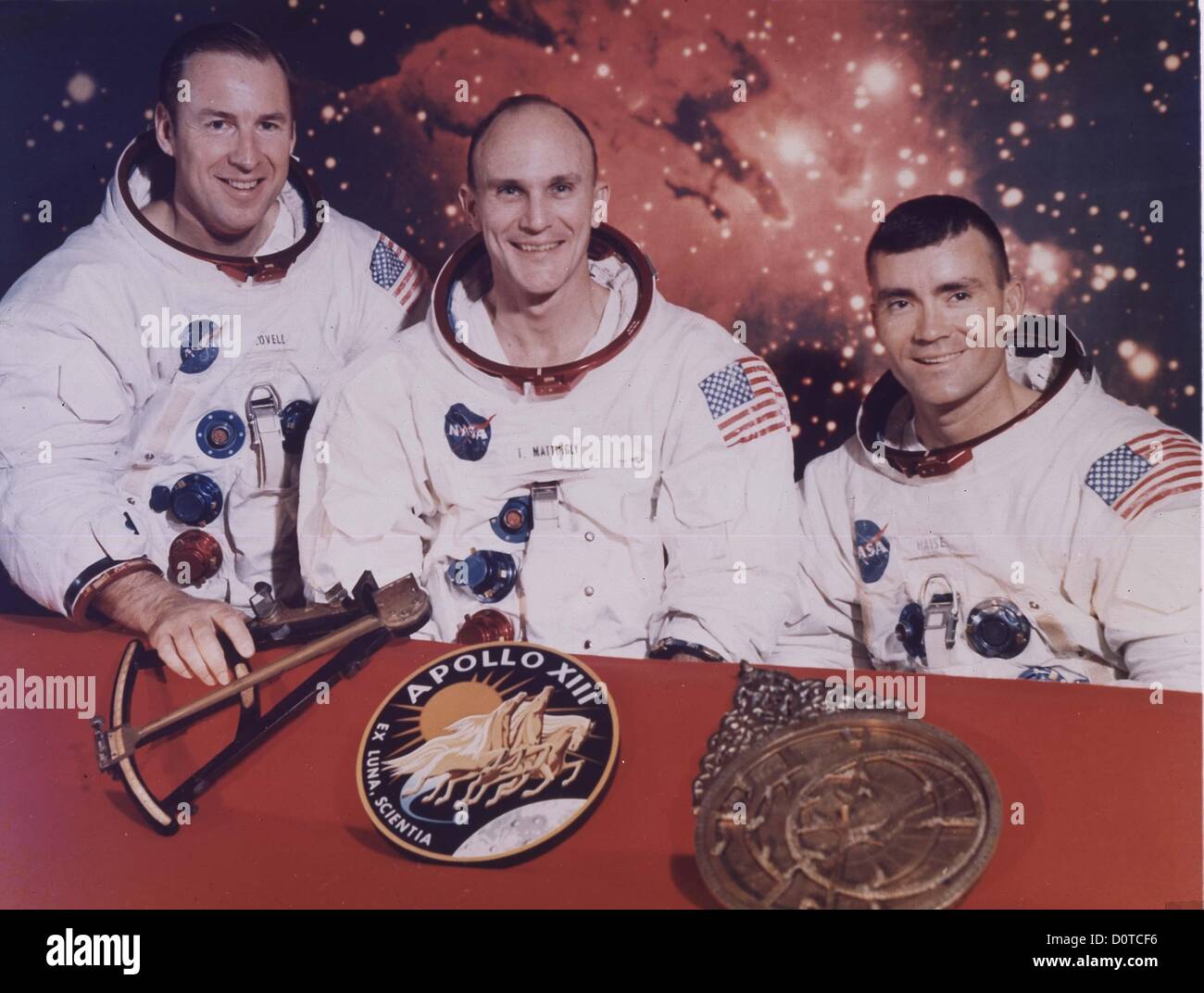 JOHN L. SWIGERT with Fred W. Haise and James A. Lovell.Apollo 13 mission.Supplied by   Photos, inc.(Credit Image: © Supplied By Globe Photos, Inc/Globe Photos/ZUMAPRESS.com) Stock Photo