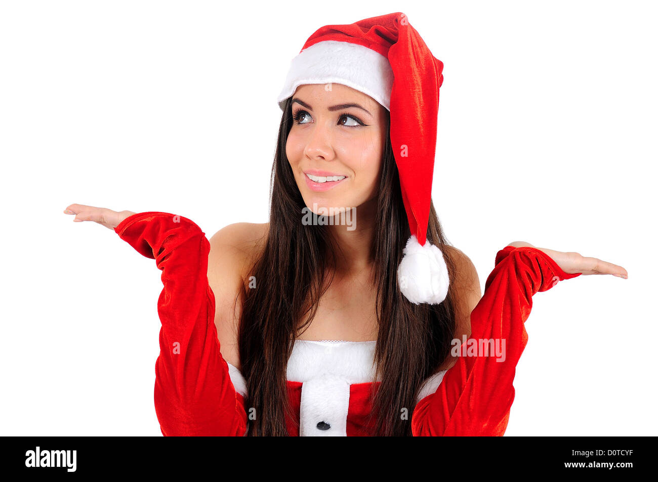 Isolated Young Christmas Girl Holding Palm Stock Photo - Alamy