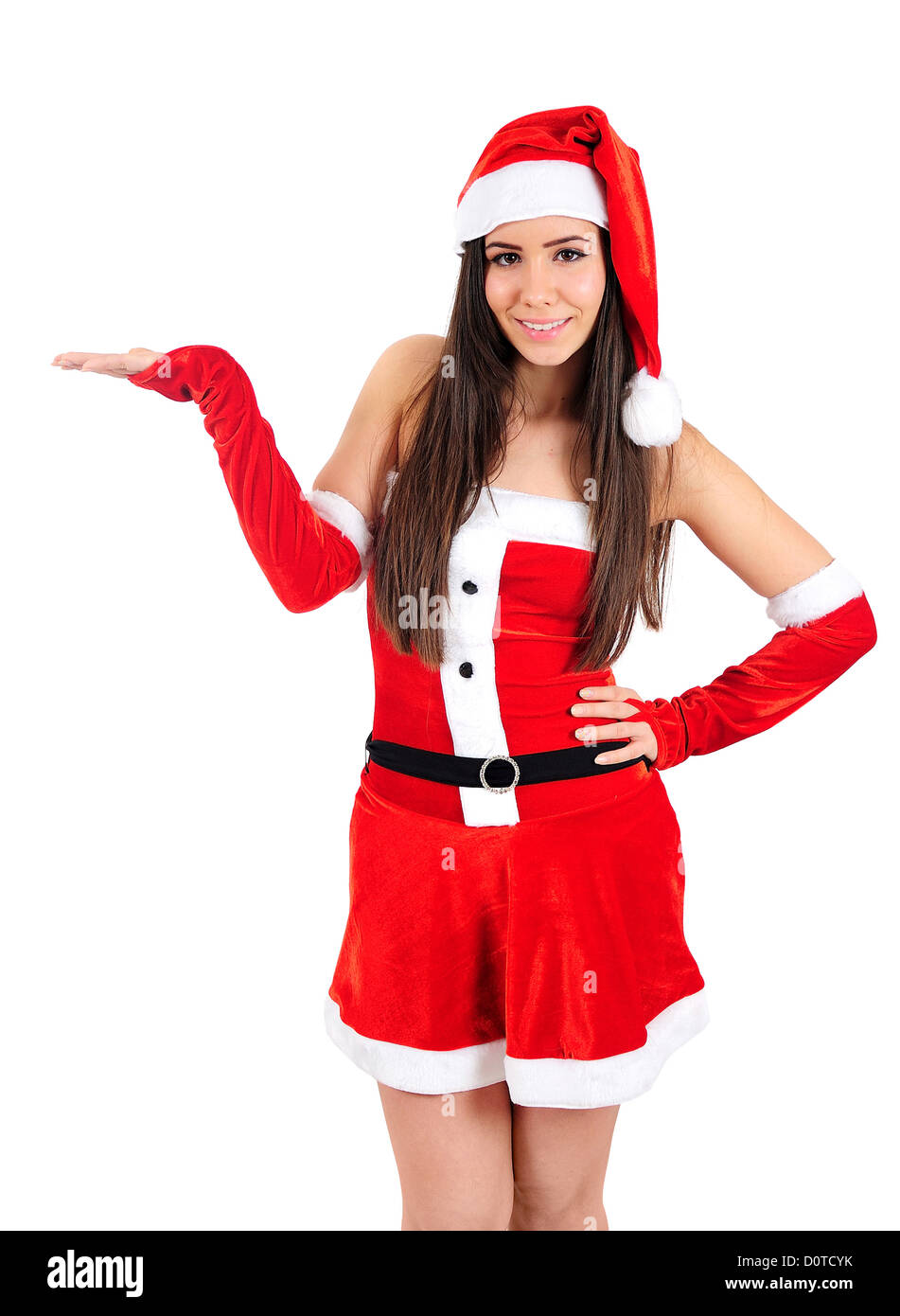 Isolated Young Christmas Girl Holding Palm Stock Photo - Alamy