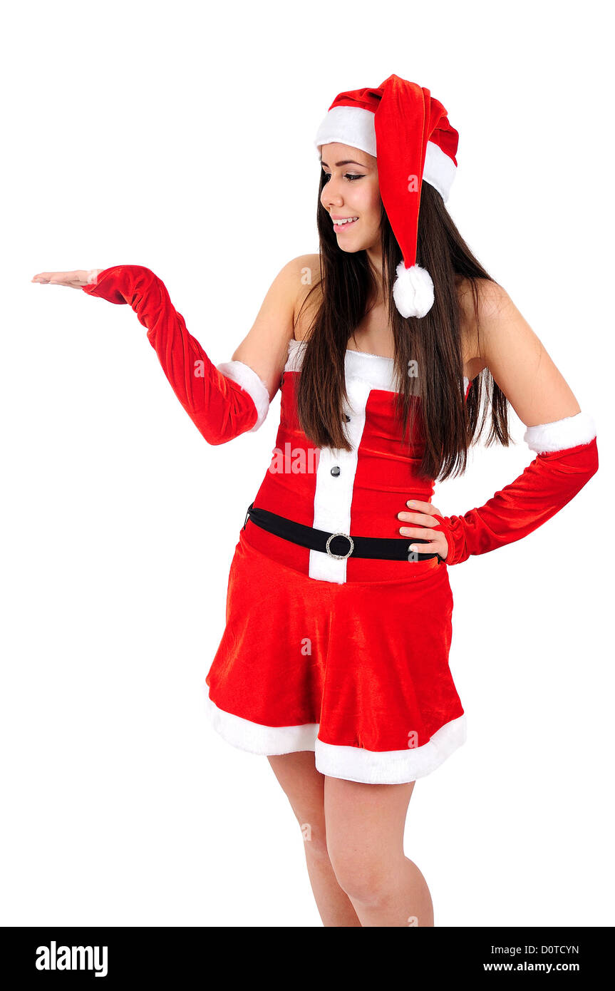 Isolated Young Christmas Girl Holding Palm Stock Photo - Alamy
