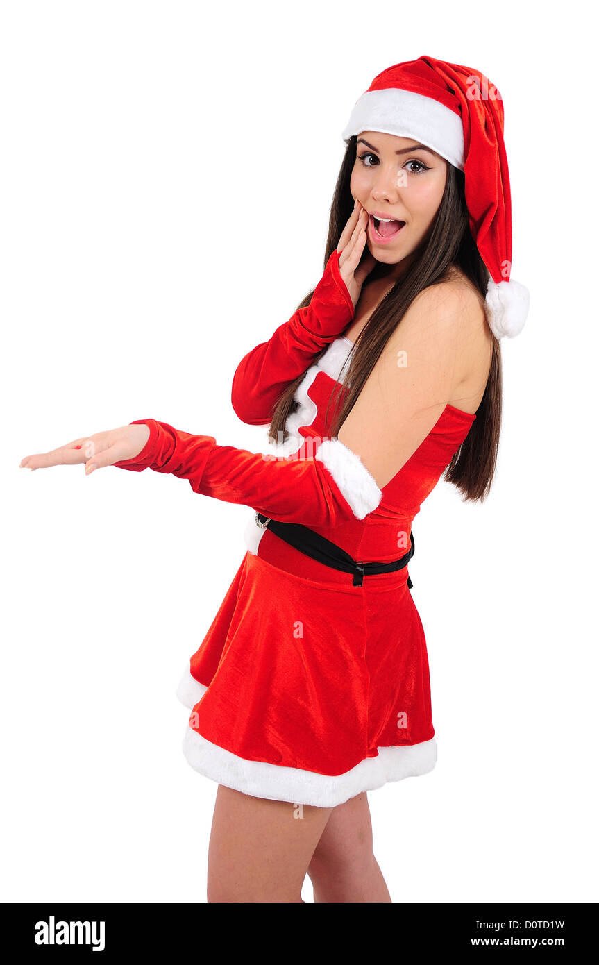 Isolated Young Christmas Girl Holding Palm Stock Photo - Alamy