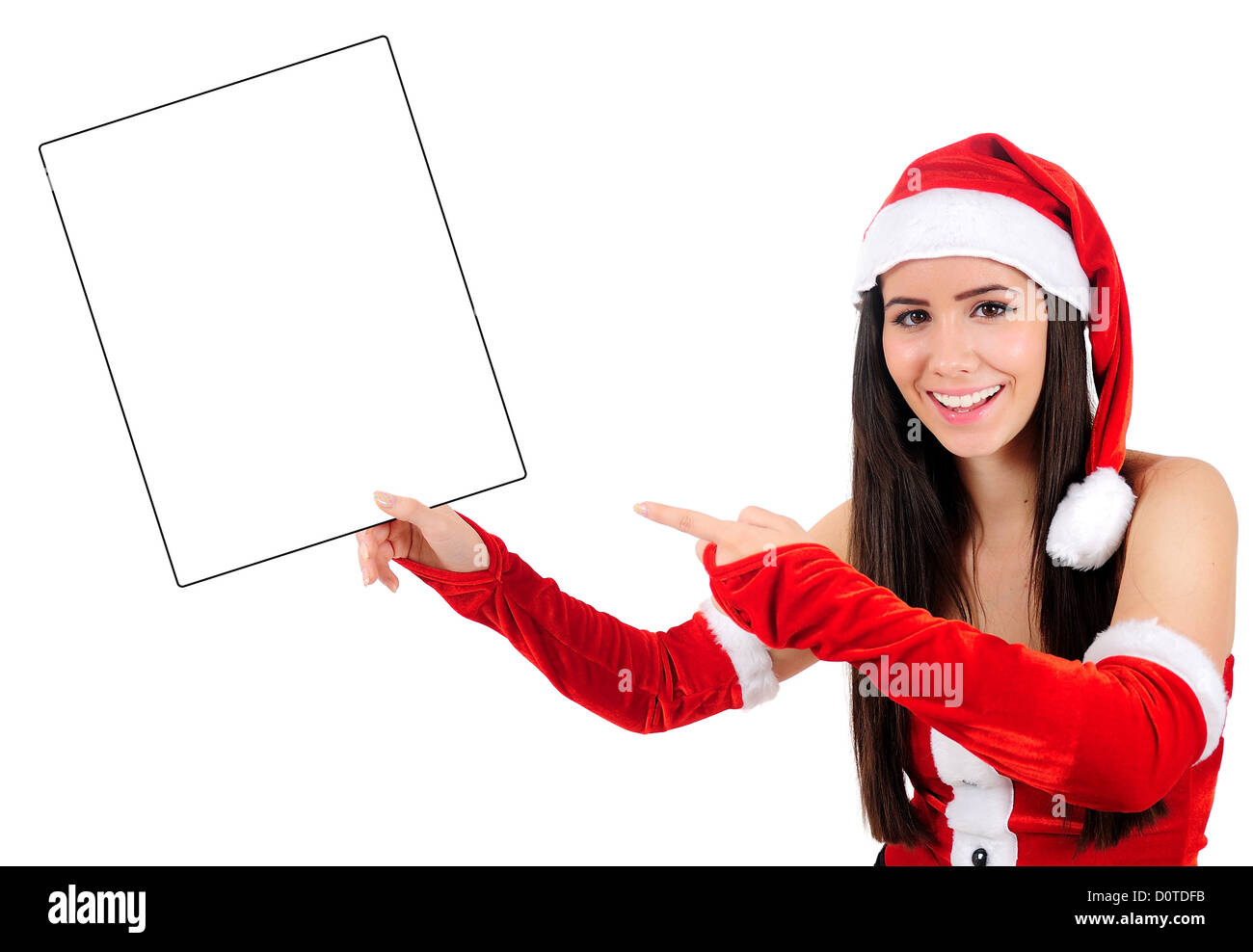 Isolated Young Christmas Girl Holding Paper Stock Photo - Alamy