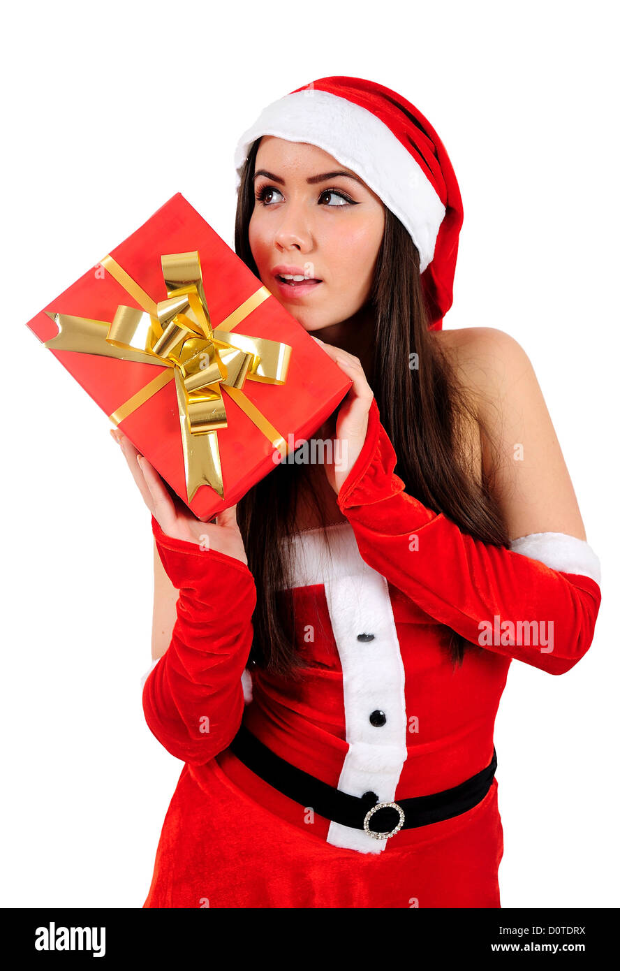 Isolated Young Christmas Girl Dreaming Stock Photo - Alamy
