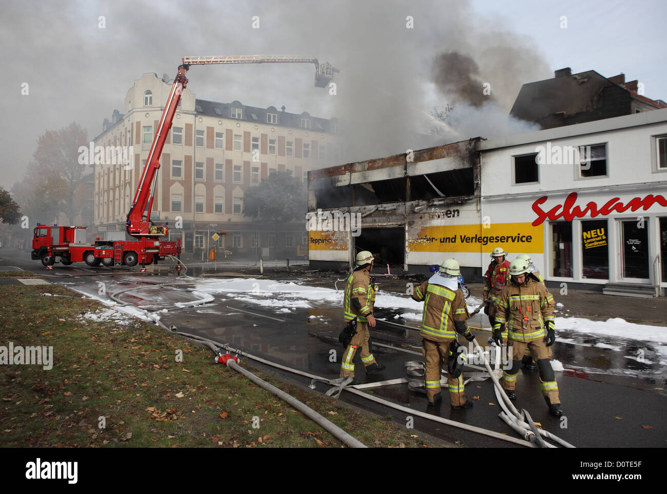 Berlin, Germany, Loesch work of a large fire Stock Photo