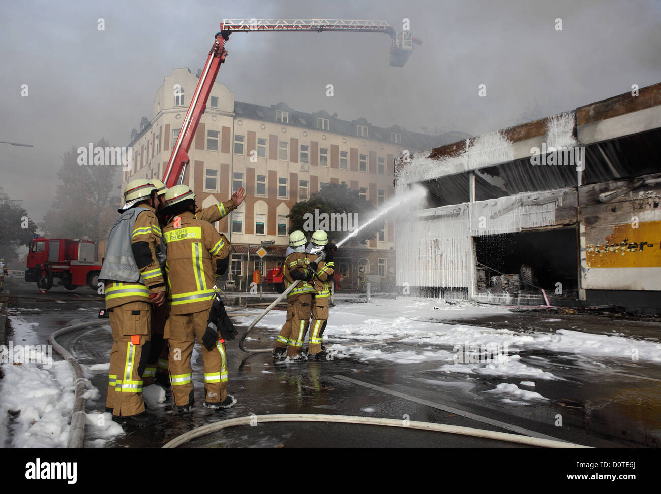 Berlin, Germany, Loesch work of a large fire Stock Photo
