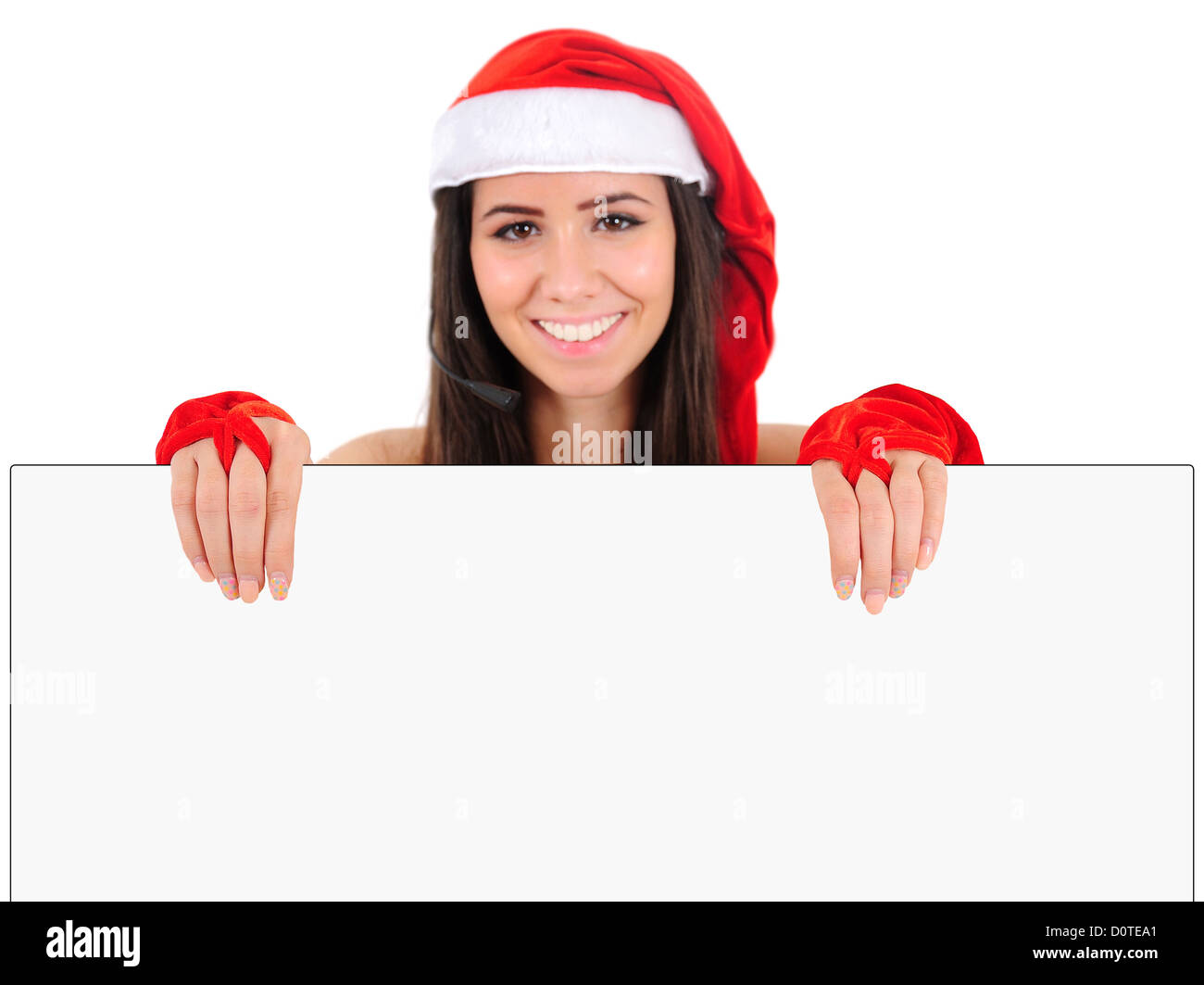 Isolated Young Christmas Girl Holding Banner Stock Photo - Alamy